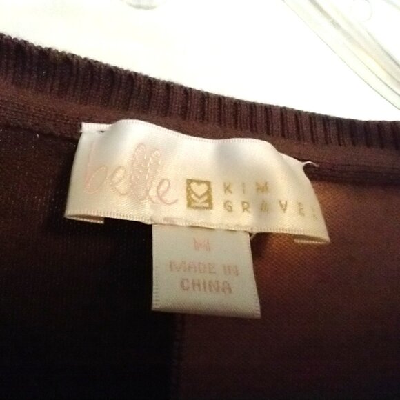 Belle by Kim Gravel - Brown & Tan Color Block knit sweater - Medium - Picture 3 of 4